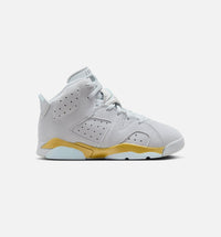 Air Jordan 6 Retro Pearl Preschool Lifestyle Shoe - Pure Platinum/Glacier Blue/Metallic Gold