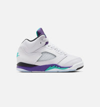 Air Jordan 5 Retro Grape Preschool Lifestyle Shoe - White/New Emerald/ Grape Ice/Black