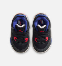 Air Jordan 4 Retro Rare Air Infant Toddler Lifestyle Shoe - Black/Fire Red/Deep Royal Blue