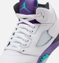 Air Jordan 5 Retro Grape Preschool Lifestyle Shoe - White/New Emerald/ Grape Ice/Black