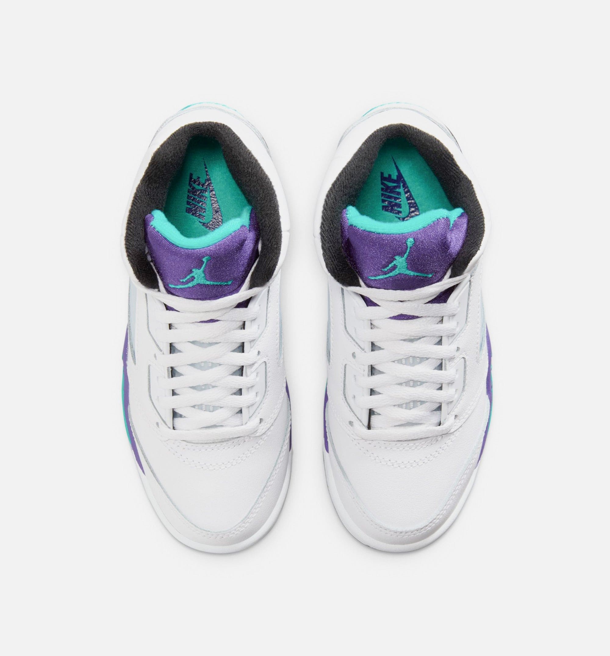 Air Jordan 5 Retro Grape Preschool Lifestyle Shoe - White/New Emerald/ Grape Ice/Black