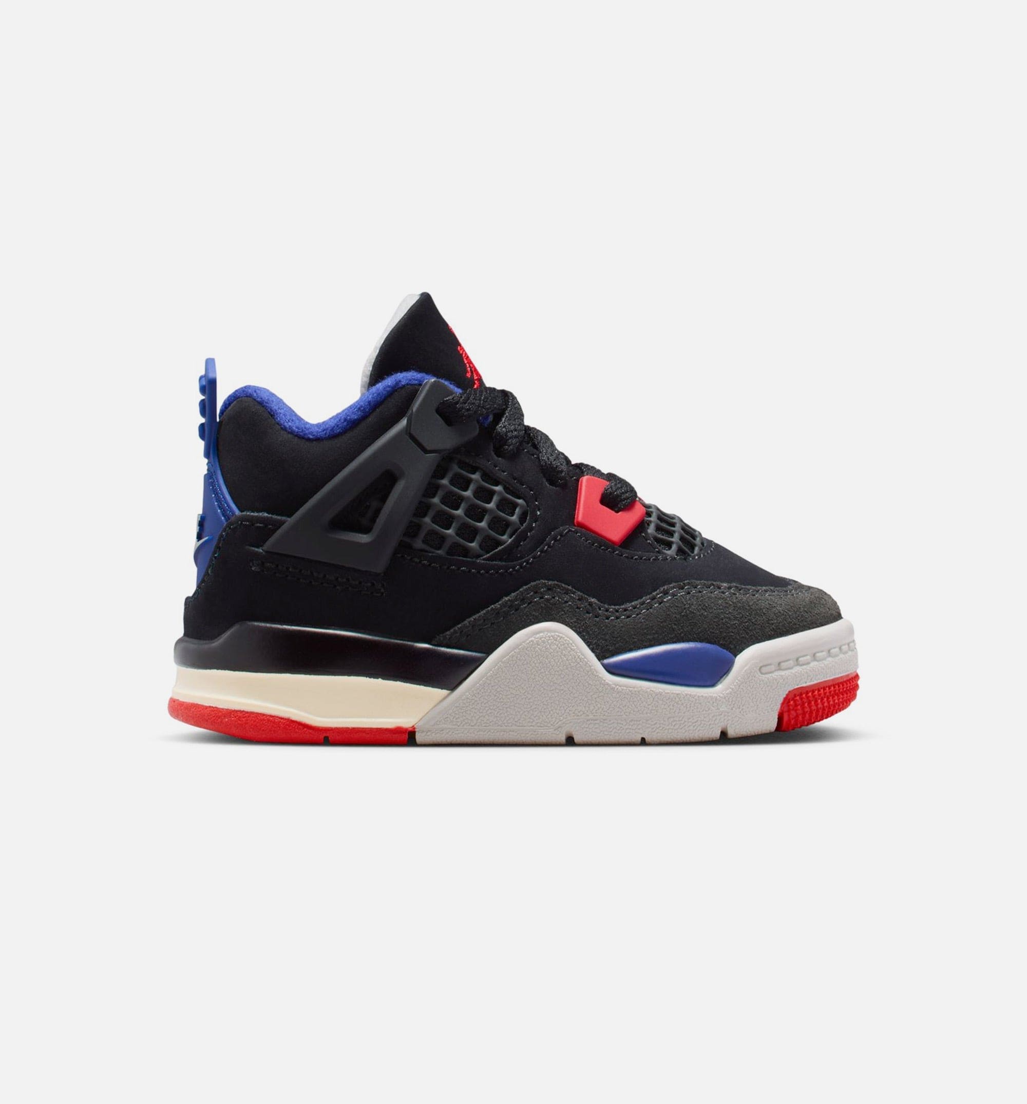 Air Jordan 4 Retro Rare Air Infant Toddler Lifestyle Shoe - Black/Fire Red/Deep Royal Blue